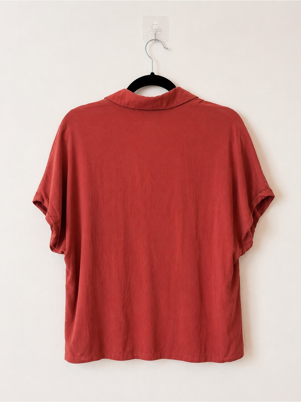 Aritzia Rust Red Button-Down Short Sleeve Shirt - Picture 3 of 7